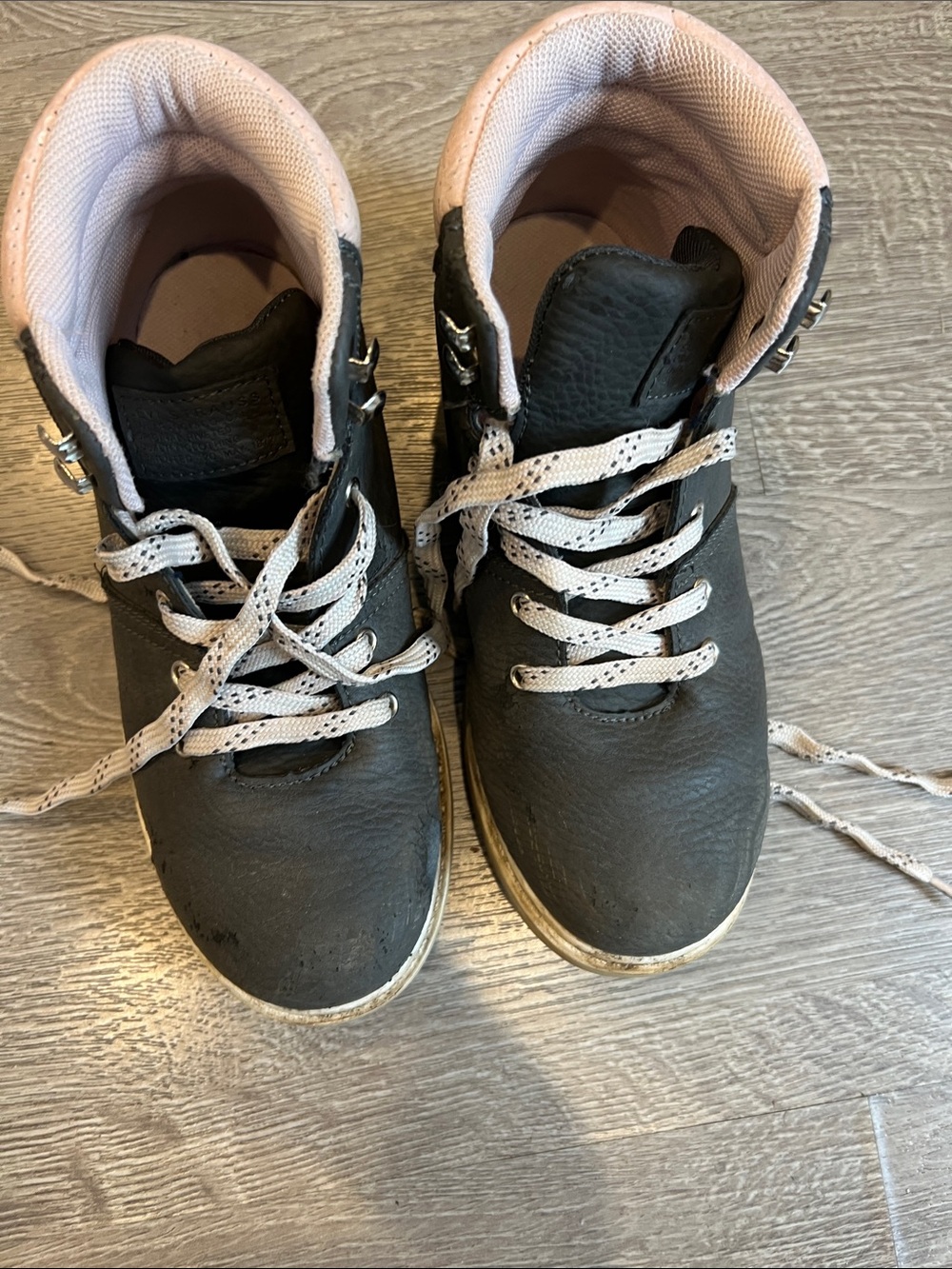 Kids Black and Pink High-Top Sneakers